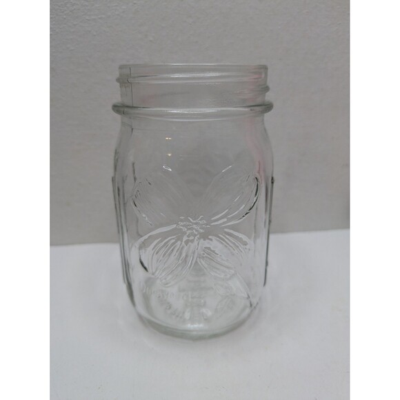BALL Pint Mason DOGWOOD Canning Jar 1970s Flower Cottagecore Rare Vintage NO LID - Picture 1 of 7